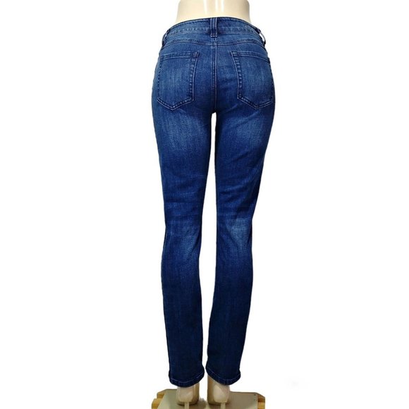 Cabi Straight Blue Jeans 3750 Tuxedo Side Stripe Distressed Women's Size… - Picture 6 of 13